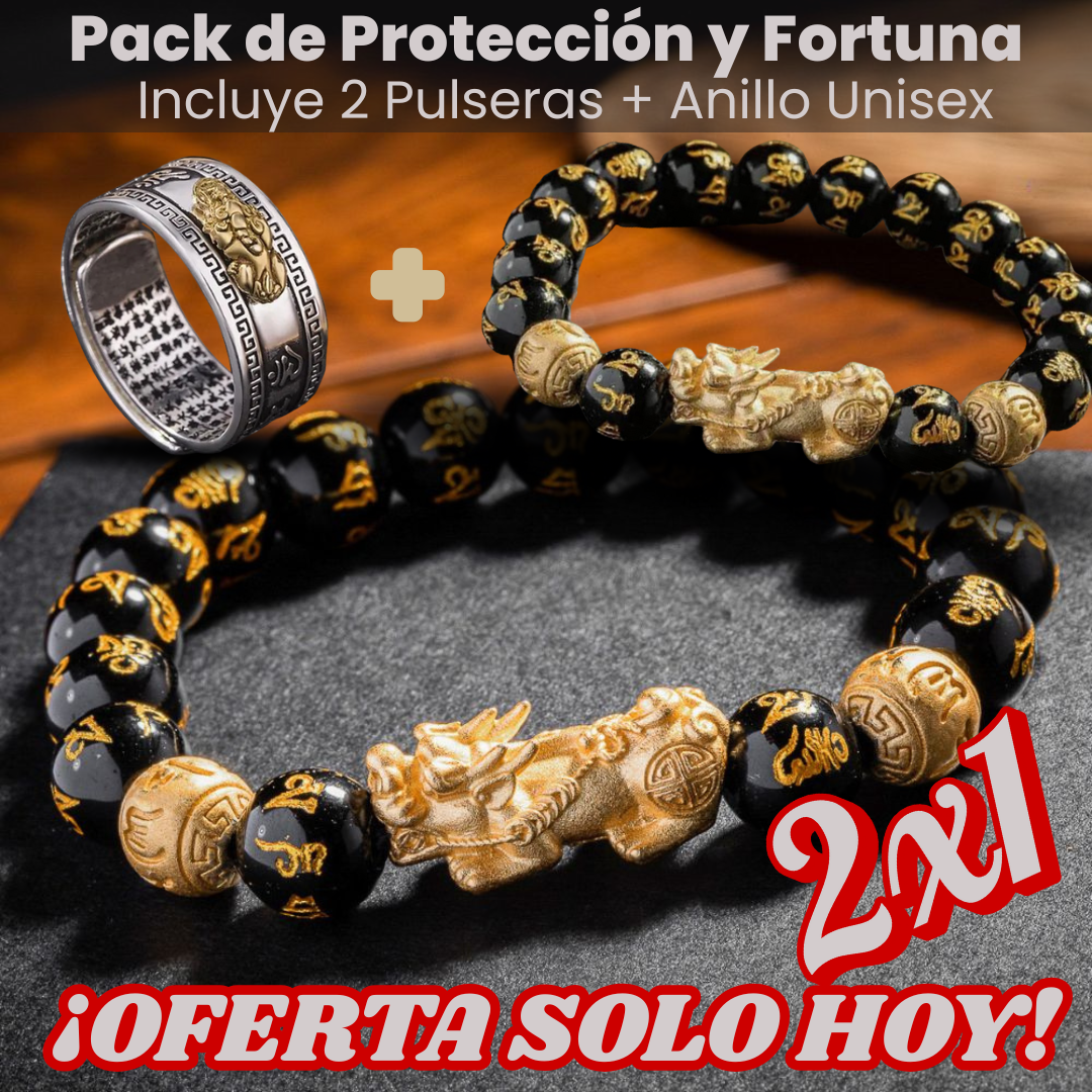 Pulsera Feng Shui 2x1 + Anillo de Poder | Baño en Oro 18K ¡Tu vida cambia HOY! - PRAGMATIK