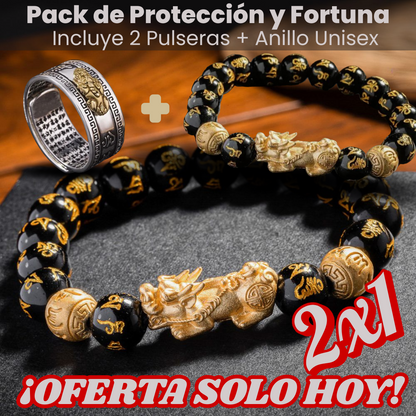 Pulsera Feng Shui 2x1 + Anillo de Poder | Baño en Oro 18K ¡Tu vida cambia HOY! - PRAGMATIK